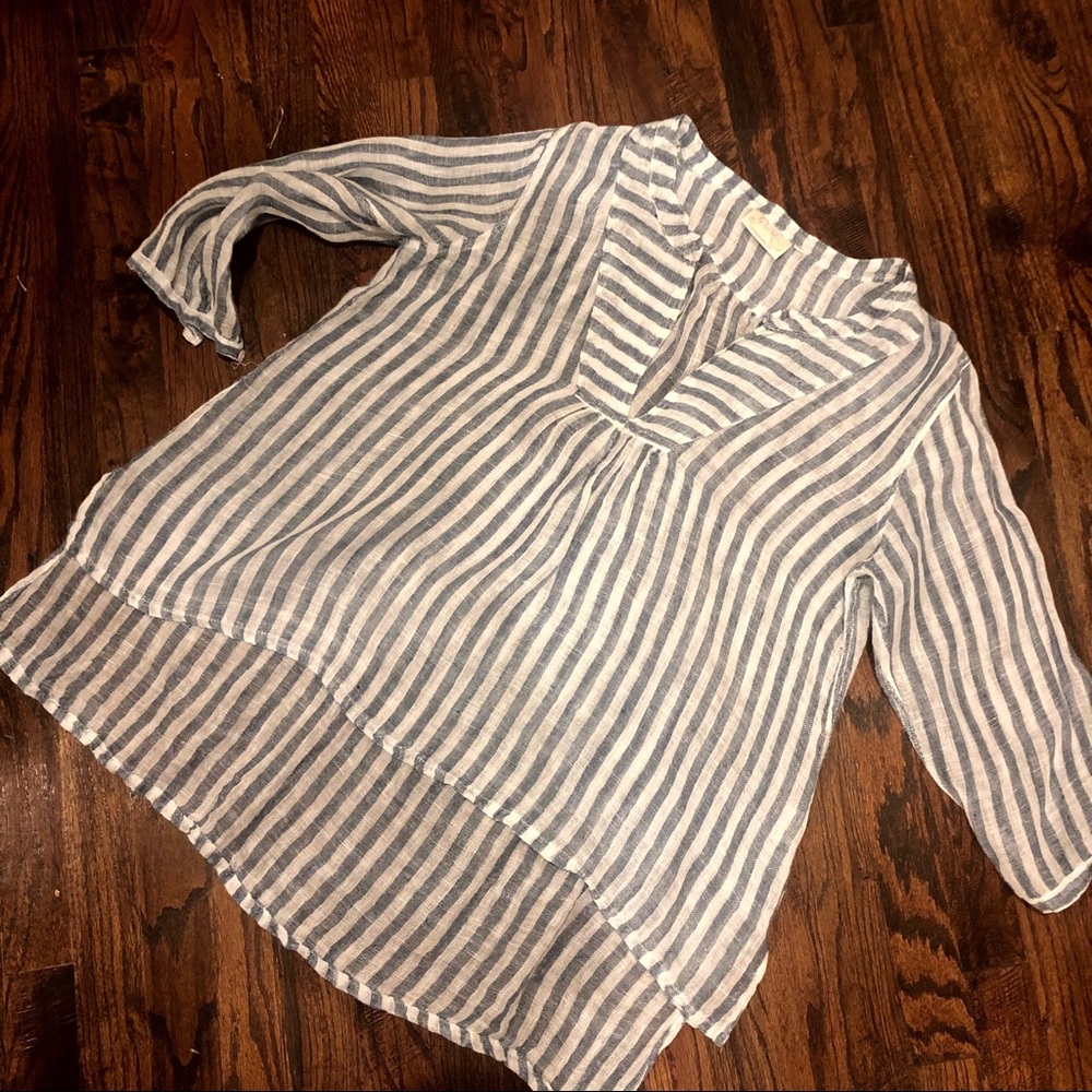 Blue % White STriped Blouse